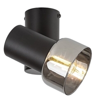 Модерен  единичен спот осветител – E14, 1xMAX15W, IP20, черен метал, стъкло с димен цвят