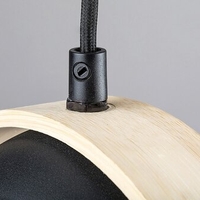 Модерен висящ полилей 1xE14 – метал, дърво и кафяво стъкло (бук)