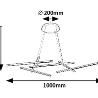 Модерен LED полилей с дистанционно управление – 40W, 3000K–6500K, черен-матирано златен метал