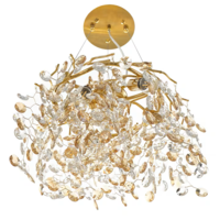 Модерен кристален полилей в злато 6xE14 с регулируема височина