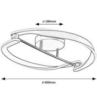 Модерен LED таванен плафон 40W с топло бяла светлина – черен и златен