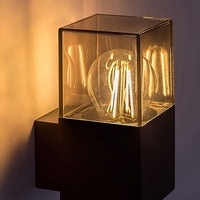 Стилен външен аплик Loanda E27 – модерно фасадно осветление с кафяв прозиращ абажур и IP44 защита