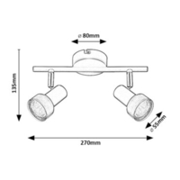 Модерен спот 2-ка – матирано черен и матиран хром метал, GU10, 2x50W