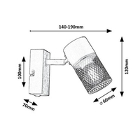 Индустриален стенен спот 1xE14 – метал и дърво в цвят дъб с черен абажур
