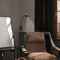 Модерен стенен GU10 спот в черно и злато с превключвател