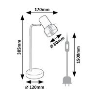 Модерна настолна лампа – E14, 1xMAX15W, IP20, черен метал, стъкло с димен цвят