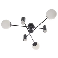 Полилей черен, метал и стъкло,3+3 крушки E27 + GU10