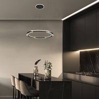 Модерен висящ LED полилей 45W с регулируема цветна температура – черен