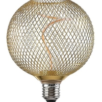 LED филаментна крушка G125, 5W, E27, 1800K, топло бяло, златен цвят