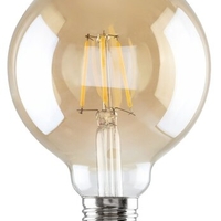 LED филаментна крушка G95, 5W, E27, 3000K, топло бяло, кехлибарено стъкло