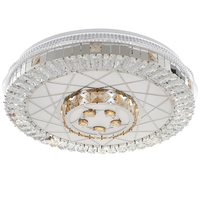 Модерен LED полилей от метал и кристал – хром, 75W, с вградена LED платка