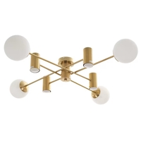 Модерен полилей от метал и стъкло – матирано злато, E27 + GU10, 8 светлоизточника
