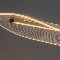 Модерен LED висящ полилей 32W матирано златенметал ,акрил и топла светлина 3000K