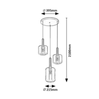 Модерен висящ полилей 3xE27, мат-черен метал и кафяво стъкло,текстилен кабел, европейски стандар