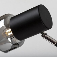 Модерна настолна лампа – E14, 1xMAX15W, IP20, черен метал, стъкло с димен цвят