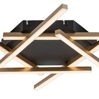 Модерен LED  плафон – черен и матирано златен метал, 40W, 3000K