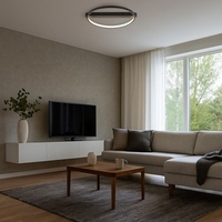 Модерен LED таванен плафон 45W с топло бяла светлина – черен