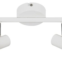 Модерен двоен спот осветител – бял метал, GU10, 2x50W