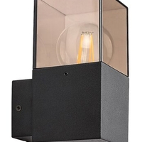 Стилен външен аплик Loanda E27 – модерно фасадно осветление с кафяв прозиращ абажур и IP44 защита