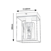 Модерен таванен плафон 1xE27 – черен метал и прозиращо кафяво стъкло