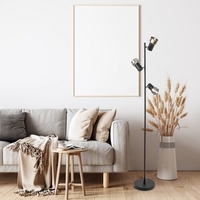 Модерен лампион – E14, 3xMAX15W, IP20, черен метал, стъкло с димен цвят