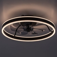 Смарт LED таванен плафон с вентилатор 40W – черен, 3 цвята светлина, дистанционно