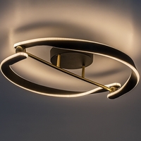 Модерен LED таванен плафон 40W с топло бяла светлина – черен и златен