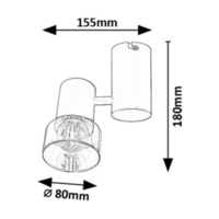 Модерен  единичен спот осветител – E14, 1xMAX15W, IP20, черен метал, стъкло с димен цвят