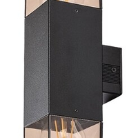 Двоен външен аплик Loanda E27 – стилно фасадно осветление с кафяв прозиращ абажур и IP44 защита