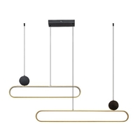 Модерен висящ LED полилей 48W – черно и златно, топла светлина 3000K