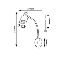 Модерен стенен GU10 спот в черно и злато с превключвател