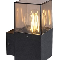 Стилен външен аплик Loanda E27 – модерно фасадно осветление с кафяв прозиращ абажур и IP44 защита