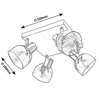 Модерен спот 4-ка – хром и опушено стъкло, E14, 4x40W