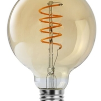 LED филаментна крушка G95, 4W, E27, 2200K, топло бяло, кехлибарено стъкло