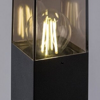 Елегантен външен градински стълб Loanda E27 – модерно осветление с кафяв прозиращ абажур и IP44 защита