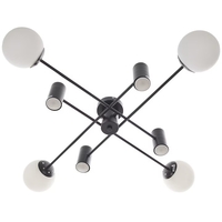 Полилей черен, метал и стъкло,4+4 крушки E27 + GU10