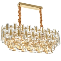 Луксозен златен полилей 8xE27 с кристални елементи – модерна елегантност и ефектен дизайн