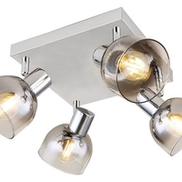 Модерен спот 4-ка – хром и опушено стъкло, E14, 4x40W