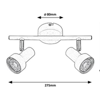 Модерен двоен спот осветител – бял метал, GU10, 2x50W