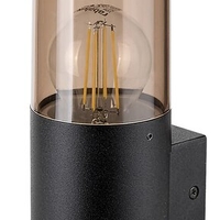 Елегантен външен аплик Teplice E27 – модерно фасадно осветление с кафяв прозиращ абажур и IP44 защита