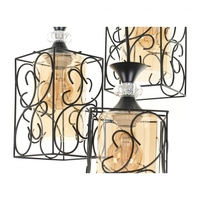 Винтидж полилей 3xE27  – черен с жълто стъкло