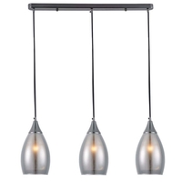 Модерен висящ полилей от метал и стъкло в цвят сатениран никел – 3xE14