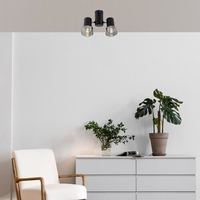 Модерен двоен спот – E14, 2xMAX15W, IP20, черен метал, стъкло с димен цвят