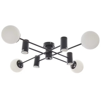 Полилей черен, метал и стъкло,4+4 крушки E27 + GU10