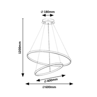 LED висящ полилей 75W, 7500 lm, димируем, променлива светлина 3000–6500K, с дистанционно