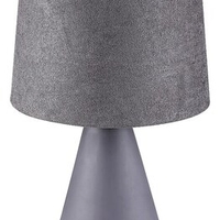 Класическа настолна лампа от сива керамика с текстилен абажур – E14 фасунга