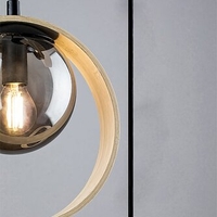 Модерен висящ полилей 3xE14 – метал, дърво и стъкло