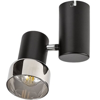 Модерен  единичен спот осветител – E14, 1xMAX15W, IP20, черен метал, стъкло с димен цвят