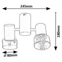 Модерен двоен спот – E14, 2xMAX15W, IP20, черен метал, стъкло с димен цвят