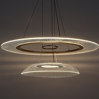 Модерен LED полилей 36W, златен метал и акрил, Ø550 мм